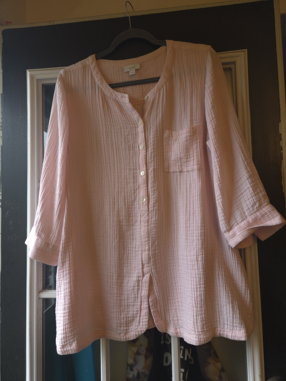 Purejill Women's Light Pink Textured Blouse - Casual Everyday Top. SZ M